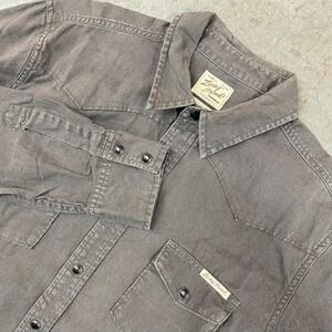 Lucky Brand Western Pearl Snap Button Up Shirt Gray‎ Size Small